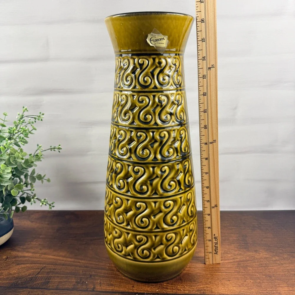 Carstens Tönnieshof Europa 7252-40 West German Pottery Floor Vase MCM 1960s 16